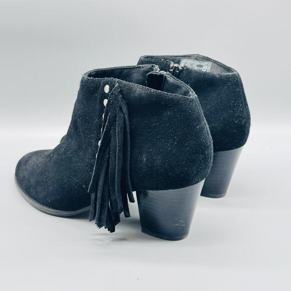 Vionic Boots Womens 8.5 Black Suede Ankle Booties Tassel Studded Zip Western - Picture 5 of 11